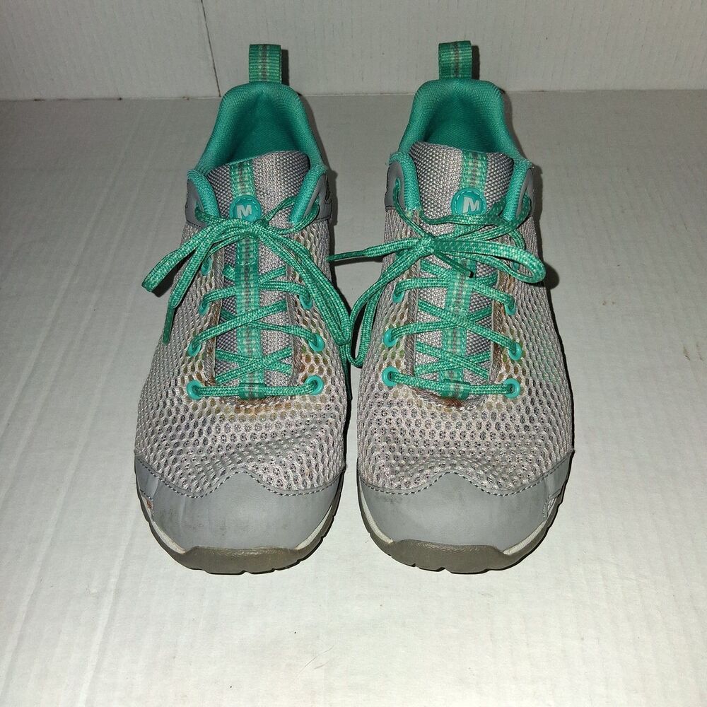 Merrell Women's Mesh Lace-Up Athletic Shoes Sneakers Size 9.5 Gray Turquoise